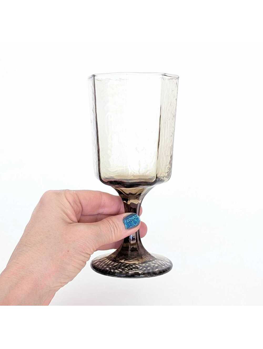 Vintage Libbey Brown Facets Water Goblet